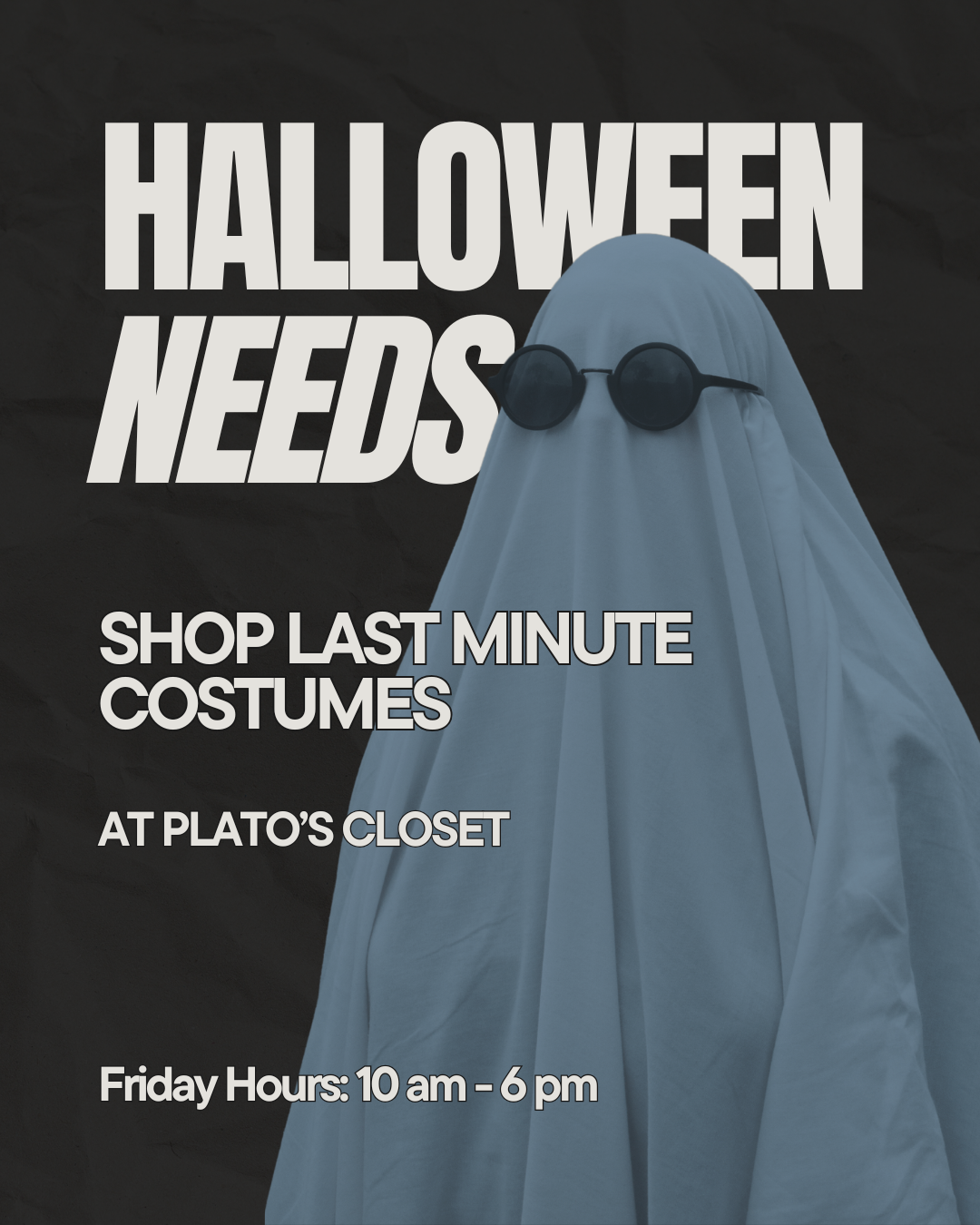 Person in a white sheet and sunglasses to look like a cool ghost